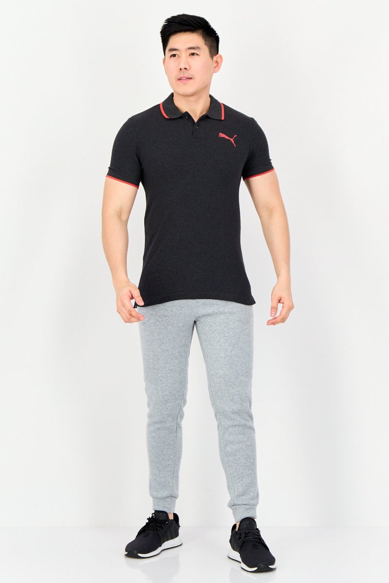 PUMA One8 Men Slim Fit Brand Logo Short Sleeves Outdoor Polo Shirt, Heather Grey - Image 2