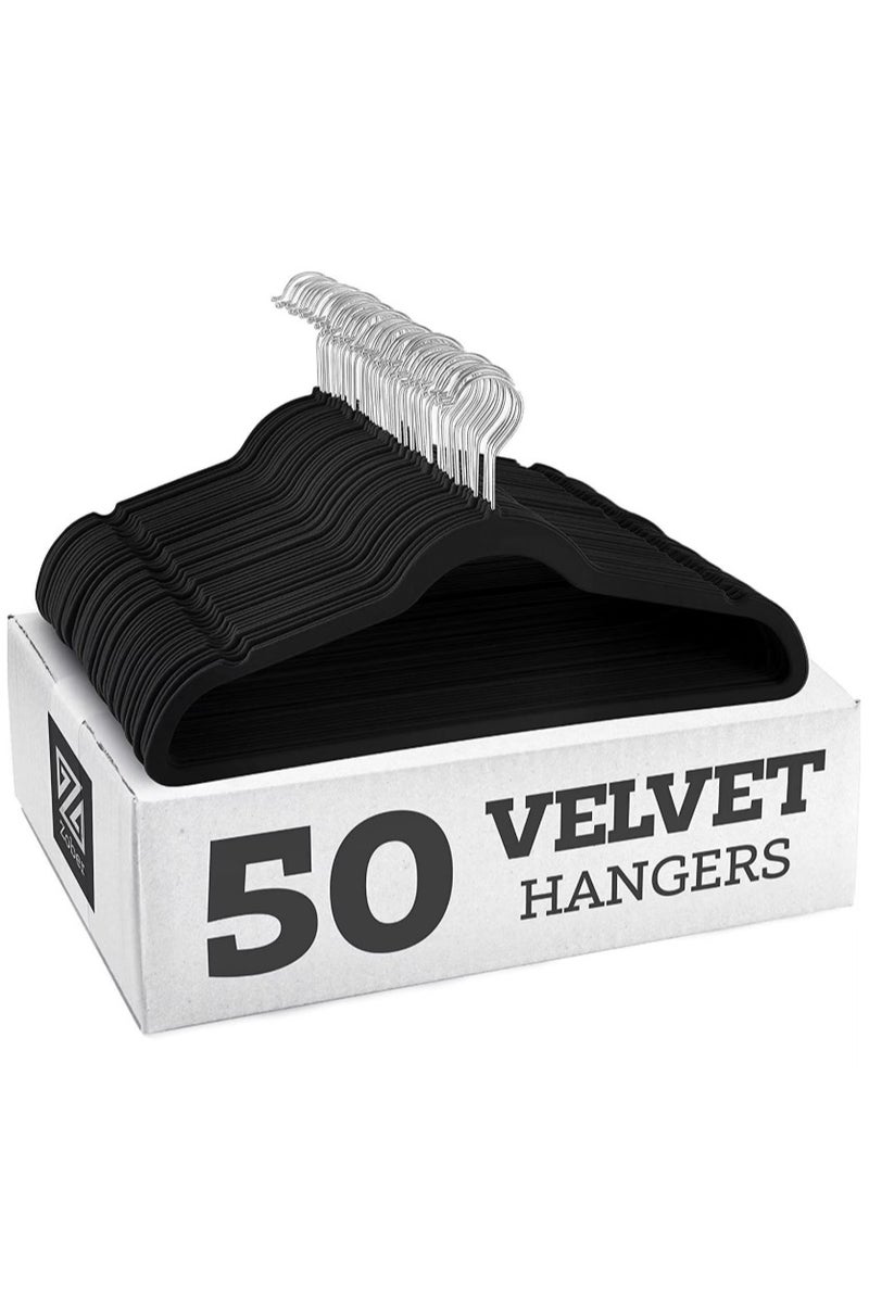 50-Piece Clothes Hanger Set Velvet Non-Slip Clothes Hanger- Space-Saving, Slim Design for Organized Closets - Image 1