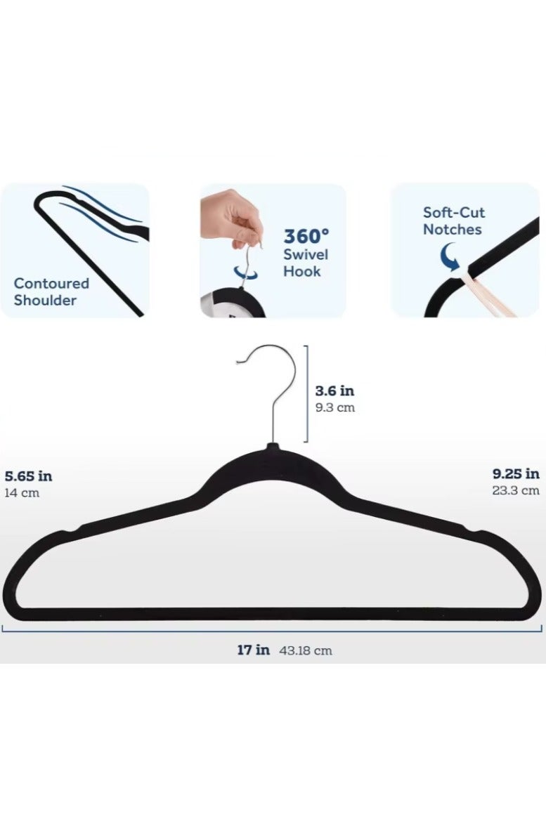 50-Piece Clothes Hanger Set Velvet Non-Slip Clothes Hanger- Space-Saving, Slim Design for Organized Closets - Image 4