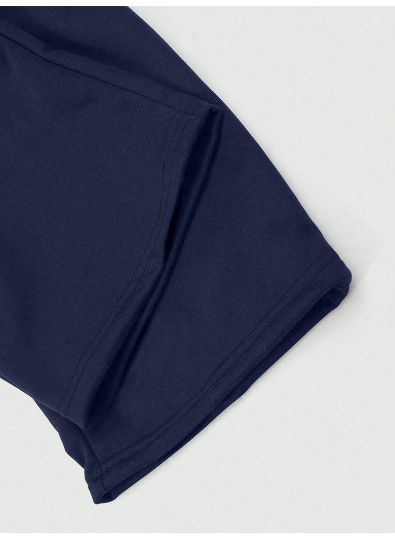 Elegant and modern men's sports pants in large sizes, color  blue. Loose and comfortable design with a drawstring, suitable for daily wear. - Image 3