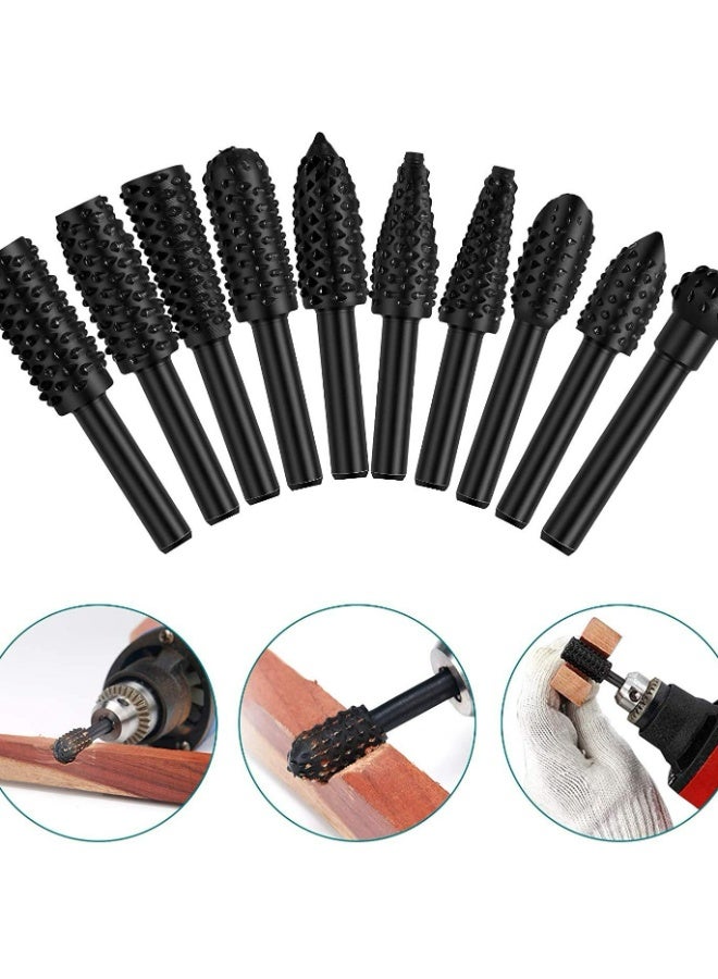Wood Carving Rasp Drill Bits 1/4 Shank Rotary Files Woodworking Burrs Grinding Tool Cutting Engraving Deburring Shaping Grooving - Image 3