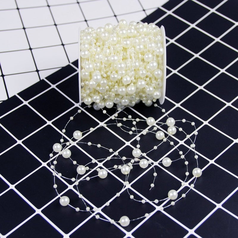 Bingcute 100 Feet Fishing Line Artificial Pearls String Beads Chain Garland Flowers Wedding Party Decoration,Party Supplies - Image 3
