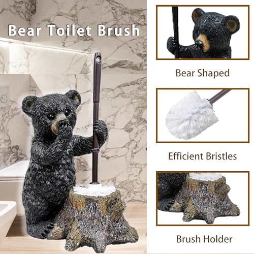 ZQQLITE Toilet Brush Holder Set for Bathroom Super Cute Bear Base Solidly Toilet Bowl Brush and Holder Flexible and Durable Style Stylish Toilet Cleaner Brush Saving Storage Space Toilet Brushes for Bathroom - Image 2
