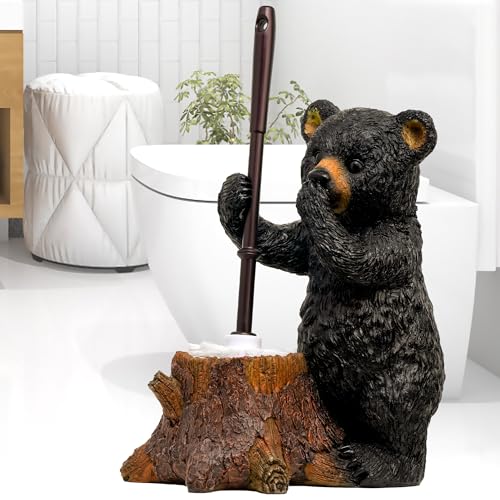 ZQQLITE Toilet Brush Holder Set for Bathroom Super Cute Bear Base Solidly Toilet Bowl Brush and Holder Flexible and Durable Style Stylish Toilet Cleaner Brush Saving Storage Space Toilet Brushes for Bathroom - Image 1