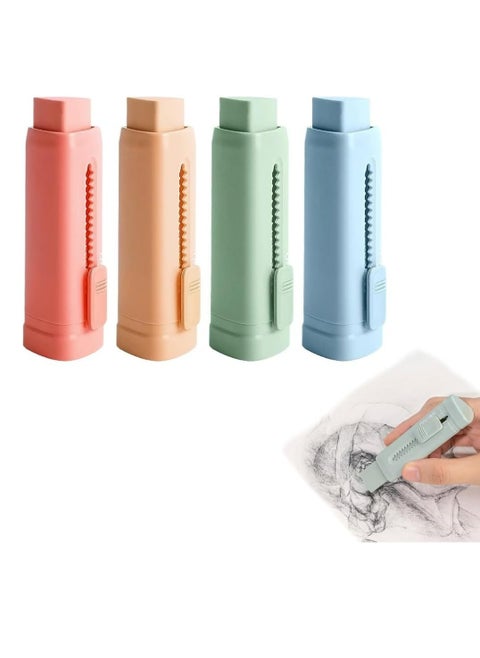 4 Pcs Retractable Erasers Push-Pull Rubber Eraser for Students Writing Office School Supplies