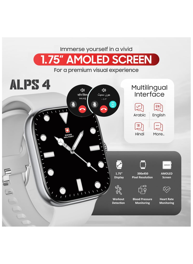 SWISS MILITARY Swiss Military Alps 4 Smartwatch – White | 1.75" AMOLED | IP67 | Bluetooth Calling  - Image 4