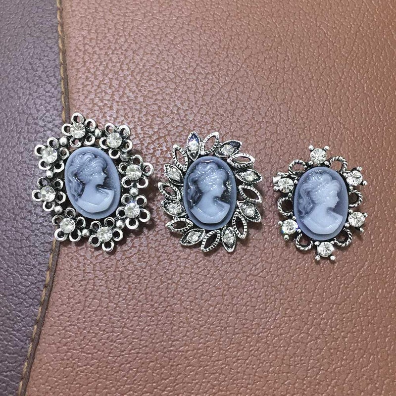Ezing Vintage Princess Frame Crystal Cameo Brooches Pins Set for Women (b) - Image 2