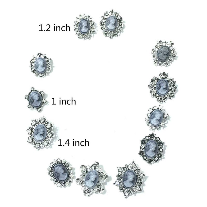 Ezing Vintage Princess Frame Crystal Cameo Brooches Pins Set for Women (b) - Image 5