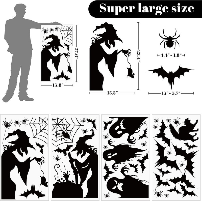 Pseutio Large Halloween Window Clings Decorations - Silhouette Decorations With Scary Witch Stickers for Windows - Image 2