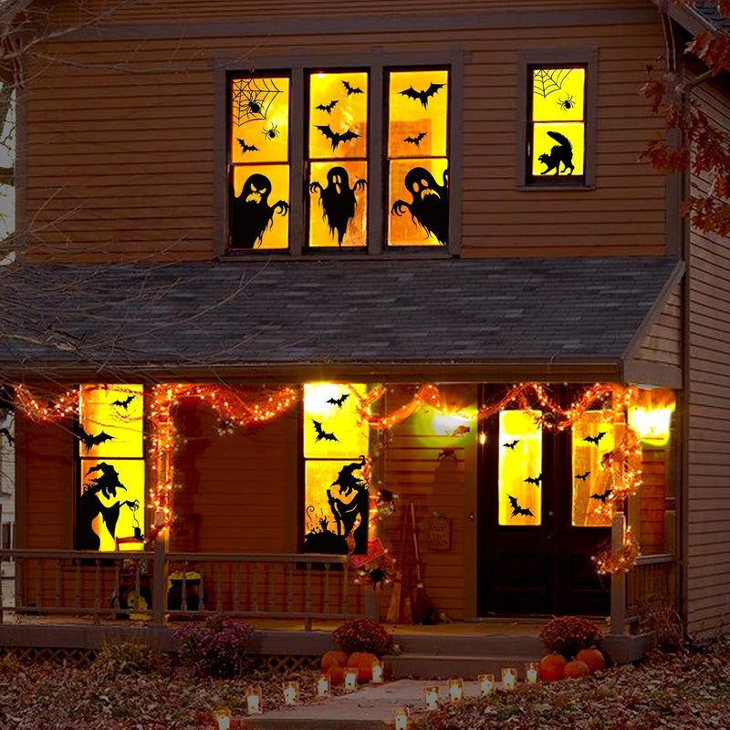 Pseutio Large Halloween Window Clings Decorations - Silhouette Decorations With Scary Witch Stickers for Windows - Image 4
