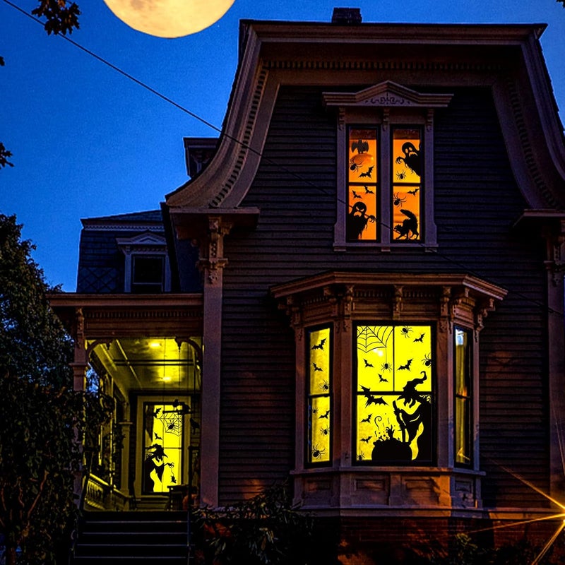 Pseutio Large Halloween Window Clings Decorations - Silhouette Decorations With Scary Witch Stickers for Windows - Image 5
