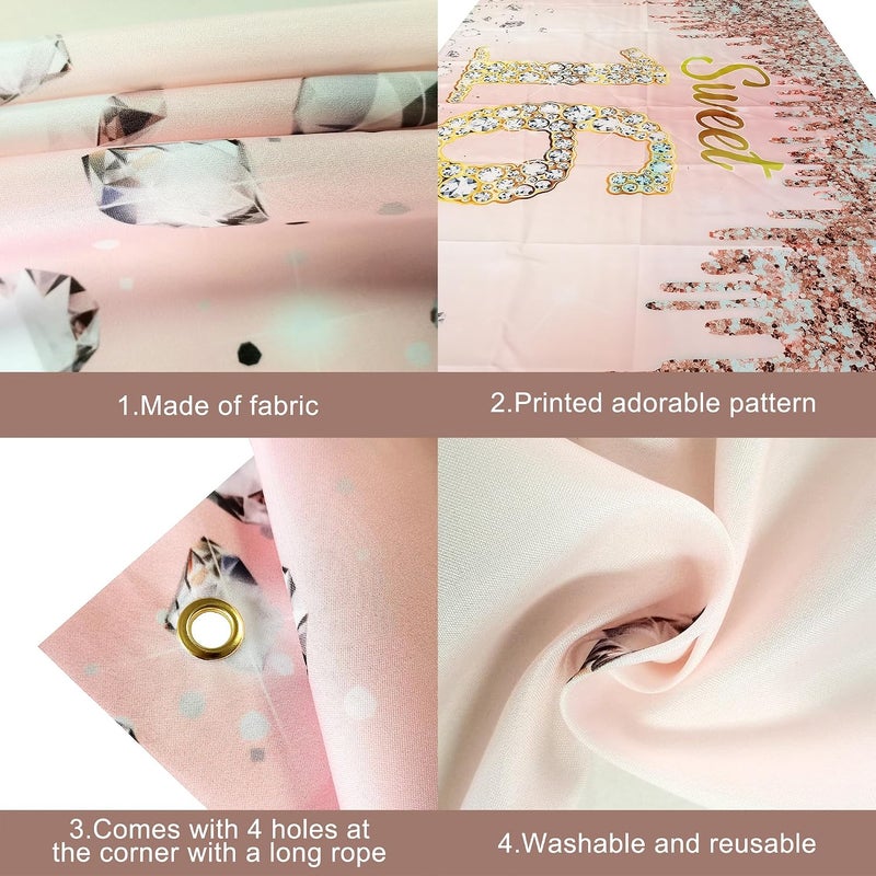 KatchOn, Large Sweet 16 Banner Rose Gold - 72x44 Inch | Sweet 16 Party Decorations | Sweet 16 Backdrop, Sweet 16 Decorations for Girls | Sweet 16 Birthday Banner for Sweet 16 Birthday Decorations | - Image 3