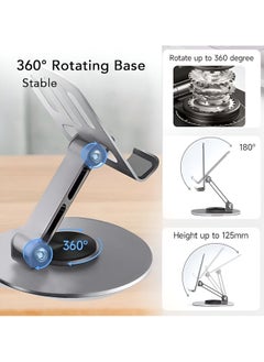 VENDIX Mobile Phone Stand 360° Rotating and Height Adjustable Metal Mobile Stand Holder for Desk Foldable Phone Mount Compatible with iPhone & Galaxy mobile & Tab  - Image 4