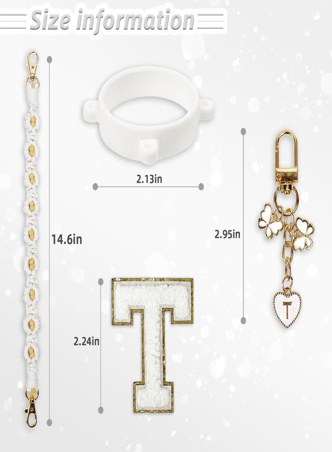 SITKOL Cute Letter Charm Set Compatible with Owala Water Bottle 24 oz, 32 oz, 40 oz, Owala Kids, Owala Coffee Tumbler, Owala FreeSip - Includes Handle Strap, for Owala & Stanley Cup Accessories (White, T) - Image 5