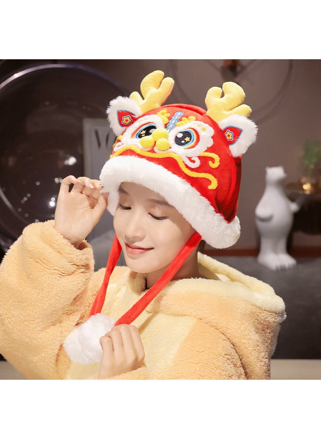 Dragon Head Hat National Style Autumn And Winter Year's Eve Children's Cold-proof Warm National Tide Tiger Head Hat-Specifications:Lion Hat-Color:25* 35cm 0.17  - Image 2