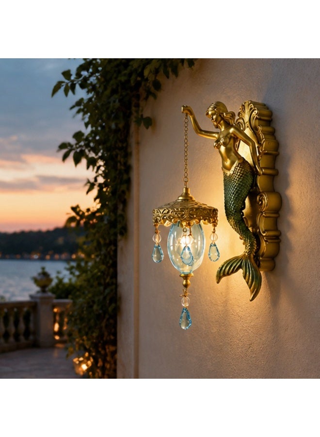 Vintage European Style Resin Mermaid Wall Sconce Decorative Lamp - Image 2