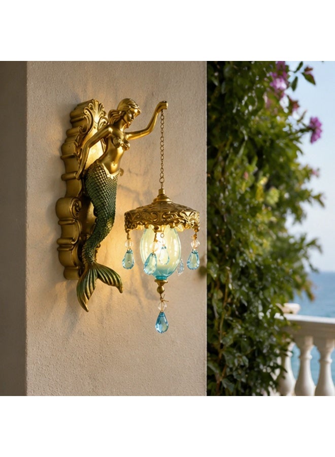 Vintage European Style Resin Mermaid Wall Sconce Decorative Lamp - Image 3