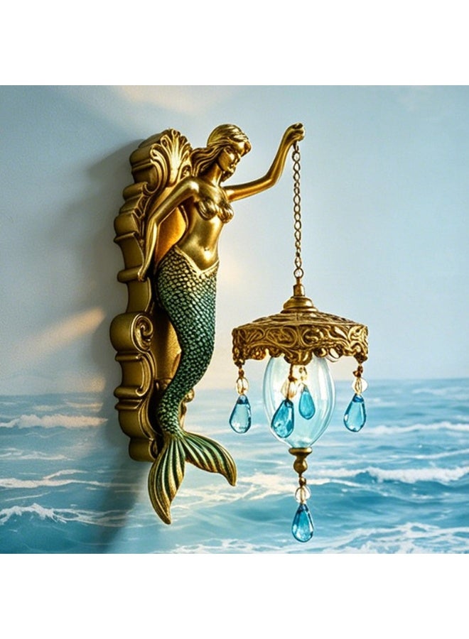 Vintage European Style Resin Mermaid Wall Sconce Decorative Lamp - Image 5