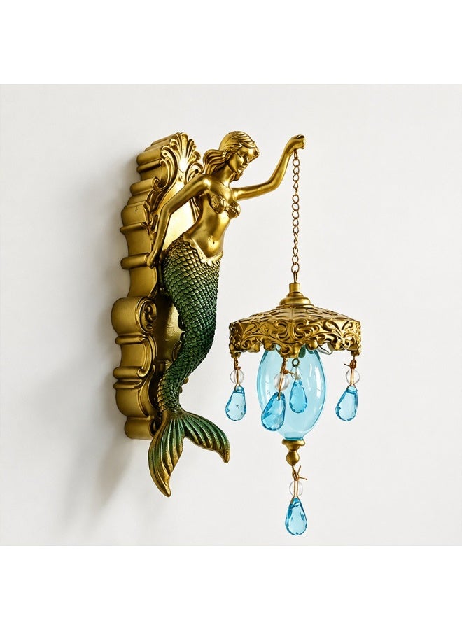 Vintage European Style Resin Mermaid Wall Sconce Decorative Lamp - Image 4