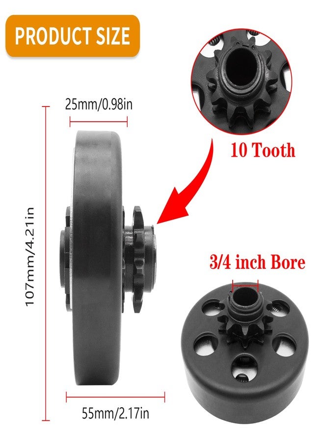 KRGUOD Centrifugal Clutch, Go Kart Clutch 3/4 Bore 10T with #40 41 420 Chain for Mini Bike, Go Kart, predator 212, Lawnmower and Honda GC GX 2-6.5HP Engine GC160 GC190 GX120 GX140 GX160 GX200. - Image 4