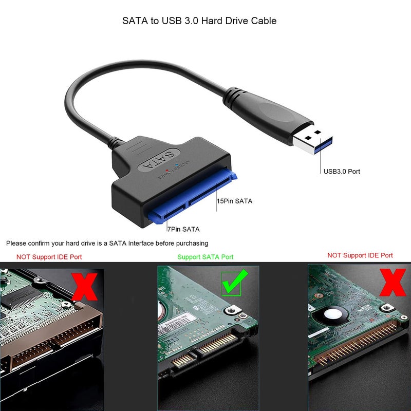 FRIGRAF High Speed SATA to USB 3.0 Cable, SATA to USB Adapter for 2.5â€SSD & HDD,2in1 Sata Cable Type-C/Type-A (USB to 2.5 SSD HDD) - Image 2