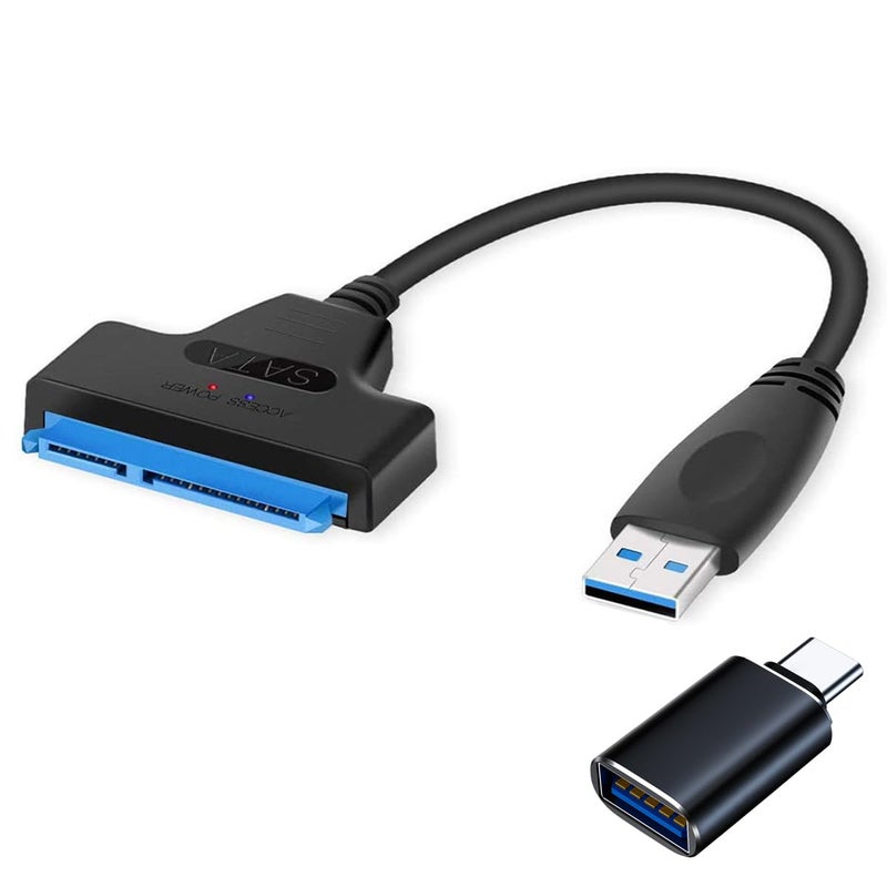 FRIGRAF High Speed SATA to USB 3.0 Cable, SATA to USB Adapter for 2.5â€SSD & HDD,2in1 Sata Cable Type-C/Type-A (USB to 2.5 SSD HDD) - Image 1