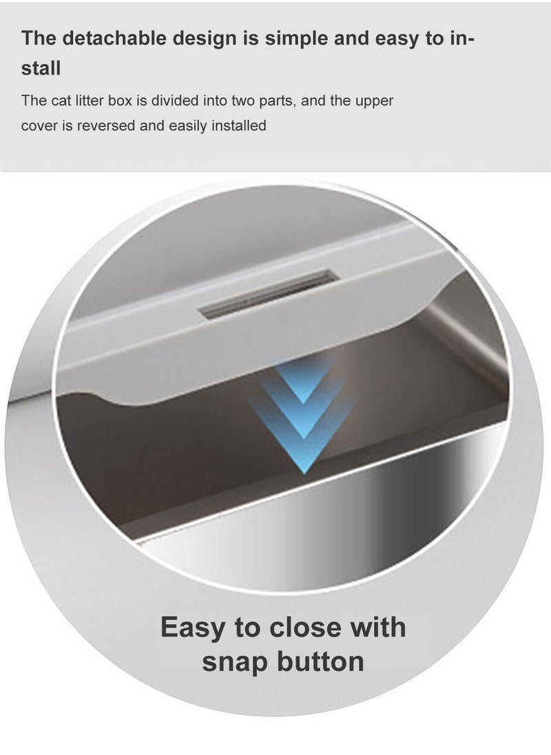 Kidle - Stainless Steel Cat Litter Box Easy to Clean Cat Litter Box Oversized Anti-Splash Anti-Leakage Sand Splash-Proof Closed Cat Litter Box - Image 1