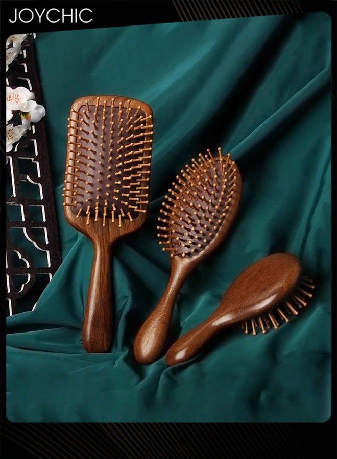 Joychic 3 Pcs Gold Silk Sandalwood Women Hair Comb Ladies Lightweight Household Wooden Comb Scalp Massage Comb - Image 2
