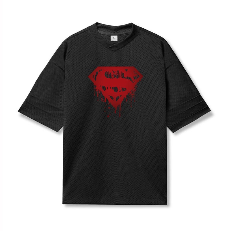 Summer muscle fitness short sleeve men''s loose plus size mesh sports training iron bodybuilding T-shirt half sleeve half sleeve half sleeve - Image 1