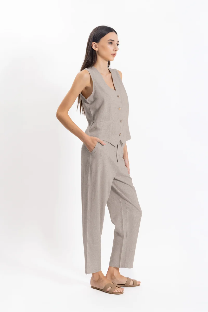 SHAPES LINEN BLEND WAISTCOAT SET