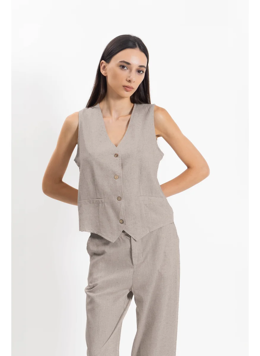SHAPES LINEN BLEND WAISTCOAT SET