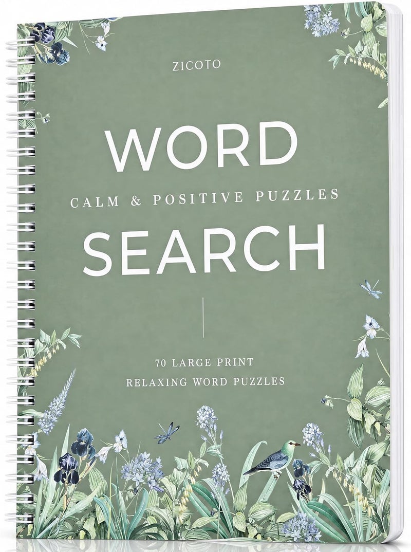 ZICOTO Large Print Word Search Book for Adults - 70 Relaxing Puzzles for Seniors - Image 1