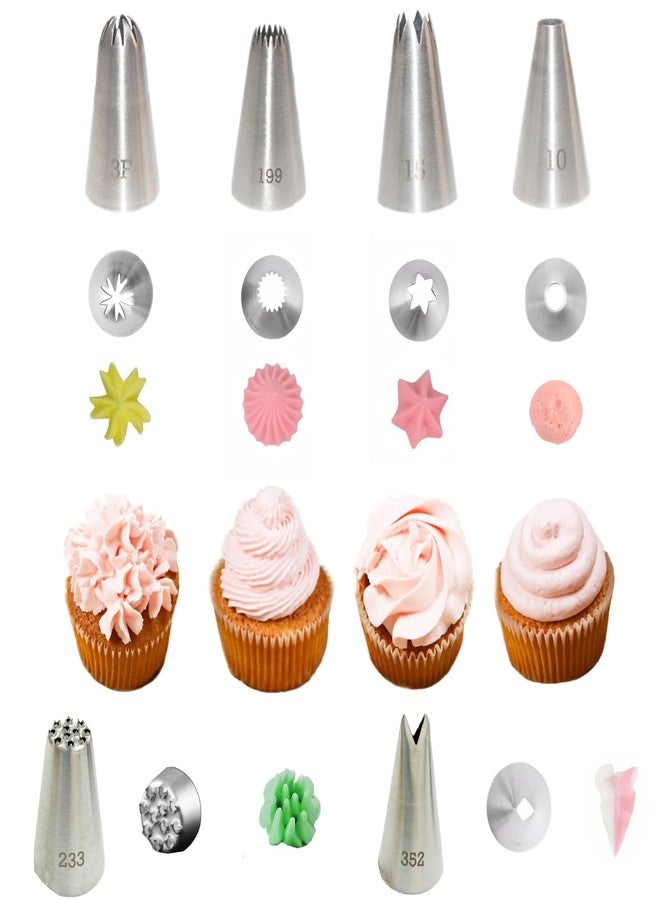 Cakance Piping Bags and Tips Set,109pcs Cake Decorating Kit with 100pcs Disposable Icing Pastry Bags, 6 Different Icing Bags Tips, 1 Piping Bag Coupler and 2 Frosting Bags Ties - Image 3