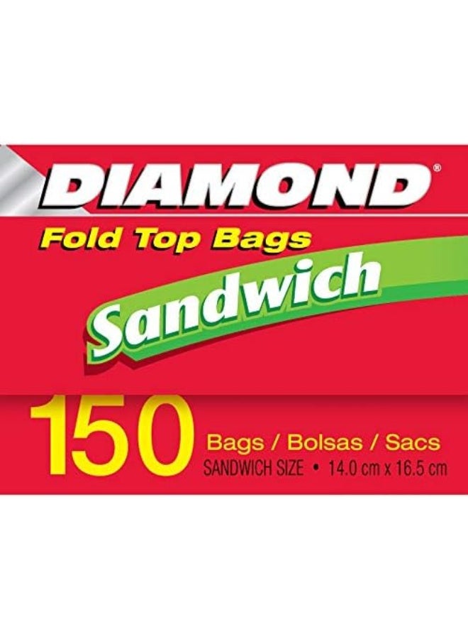 Diamond Fold Top Sandwich Bags, 150 Count, Medium Size - Image 2