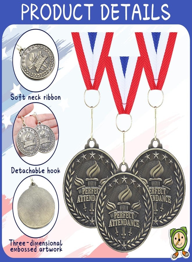 Otuuz 30 Pcs Perfect Attendance Medal Award Bulk 2 Inch Graduation Gold Award Medals with Neck Ribbons Metal Grad Attendance Winner Trophy Team Prize Gifts for Scholastic Academics(Torch) - Image 3