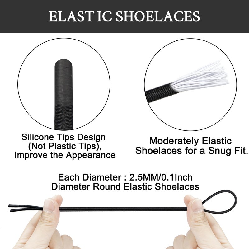 Endoto Elastic Shoelaces for ON Cloud 5 & 6 No Tie Replacements Shoes Laces Stretchy Bungee Running Training(Color:Black,Size:24Inch) - Image 4