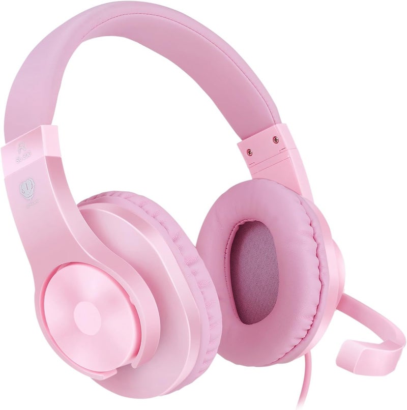 BlueFire Kids Headphones for Online School, Children, Teens, Boys, Girls, 3.5mm Stereo Over-Ear Gaming Headphone with Microphone and Volume Control for PS4, PS5, New Xbox One（Pink） - Image 2