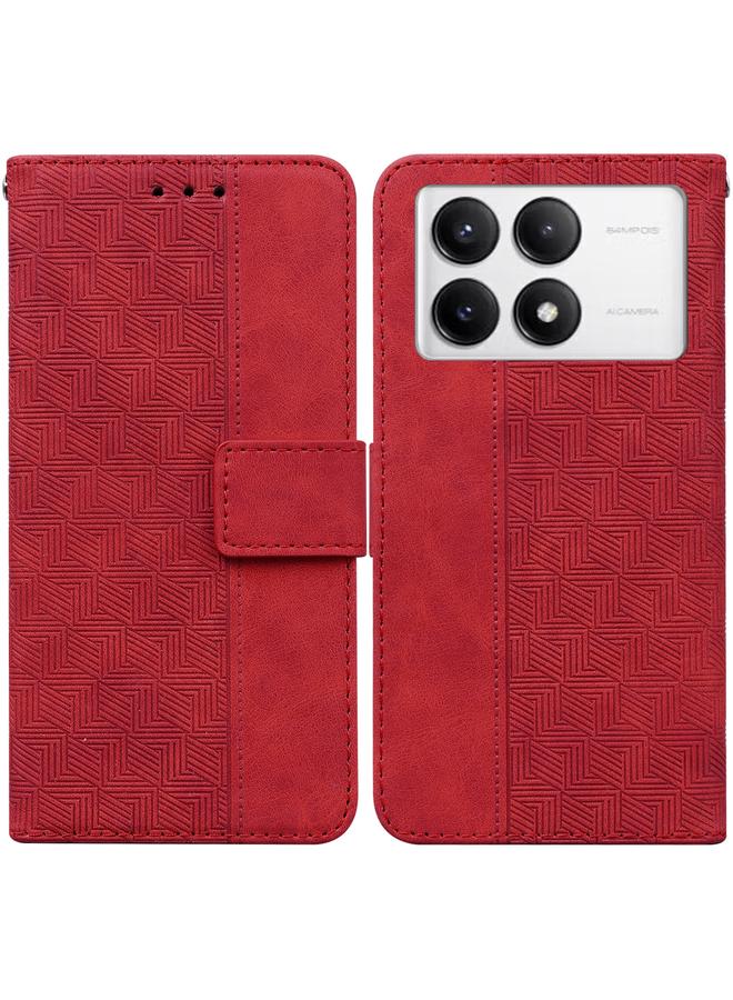 The Bros Case For Xiaomi Poco F6 Pro Geometric Embossed Leather Phone Case