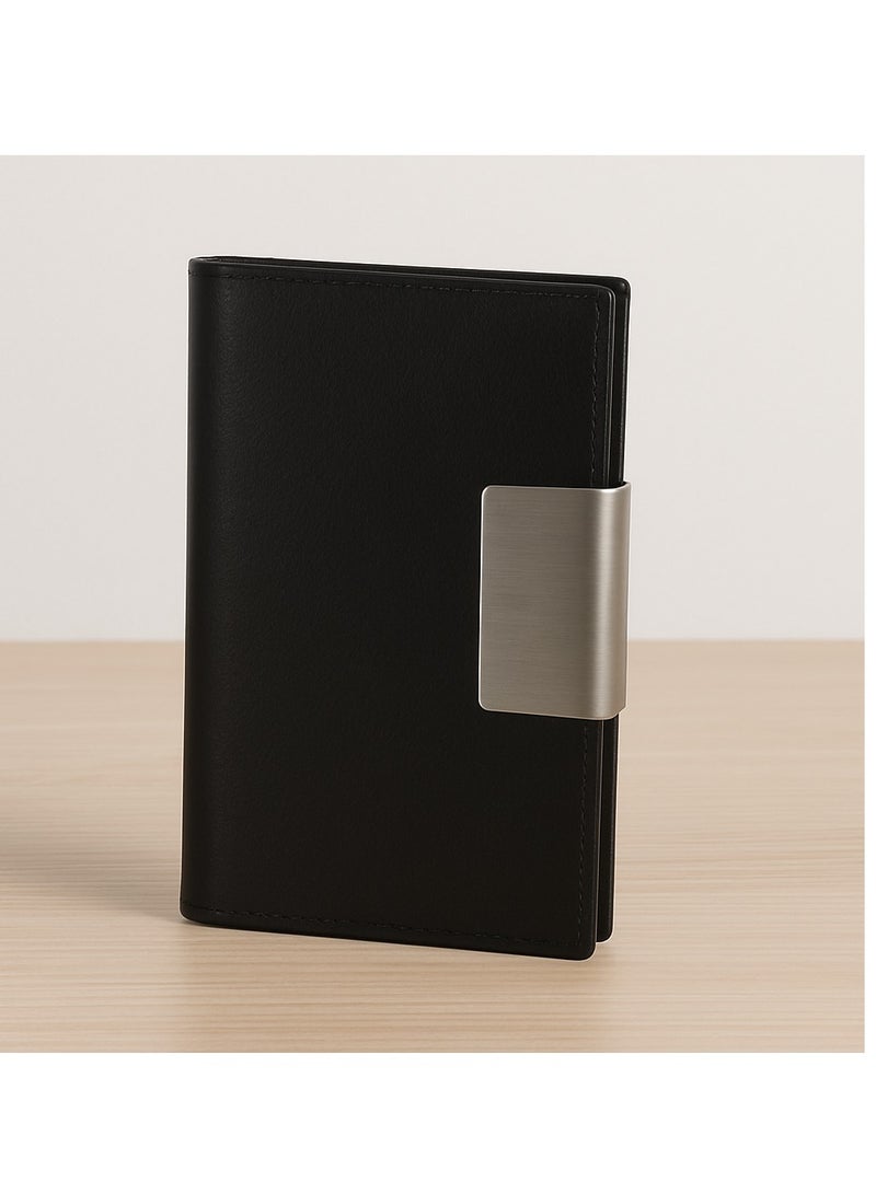 zoba Magnetic Leather Card with Metal Protection - Lightweight and Luxurious - Black  - Image 1