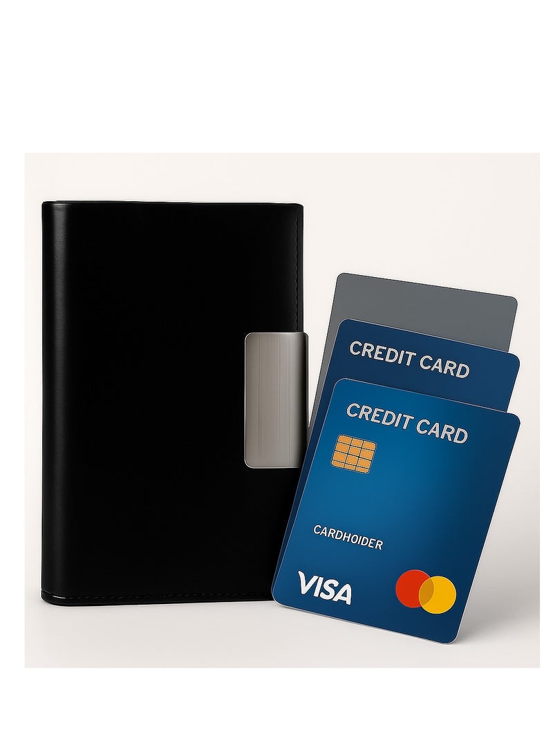 zoba Magnetic Leather Card with Metal Protection - Lightweight and Luxurious - Black  - Image 5