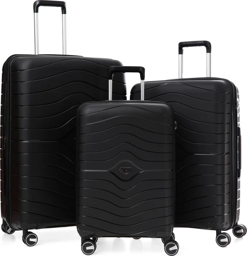 S-Invalid Brand Name 5242 Polypropylene Battal & Bellows 3-Piece Suitcase Set