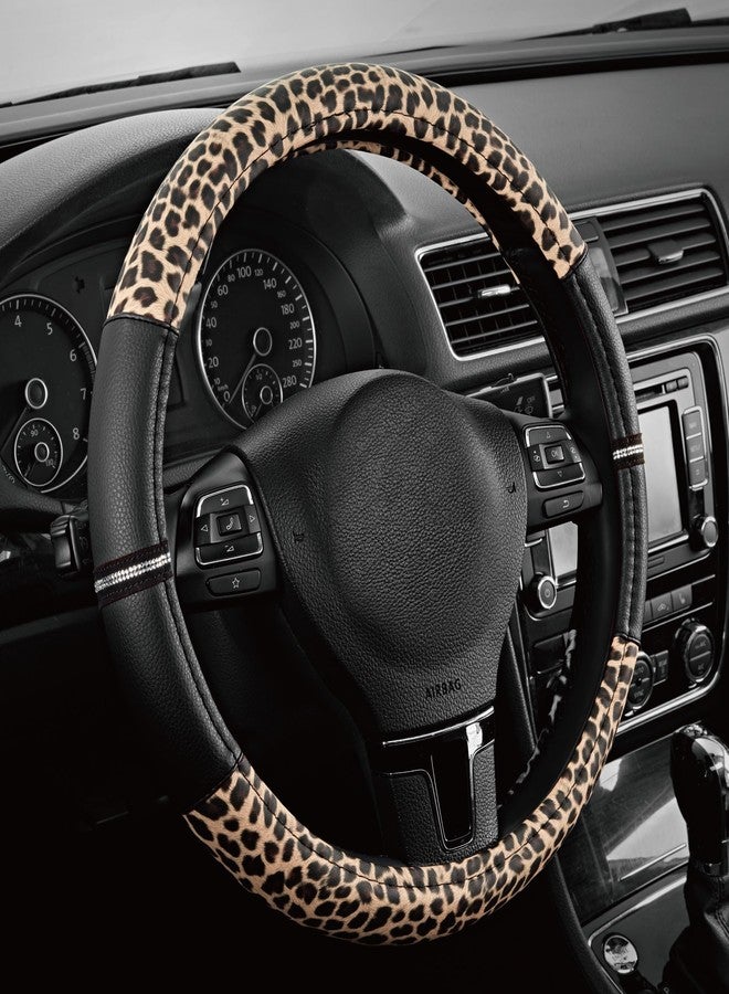 Road Comforts Leopard Steering Wheel Cover - Made with PVC Leather - Anti-Slip, Universal Fit 14 1/2 inches to 15 inches - Image 1