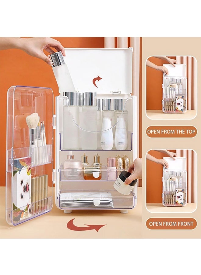 Cosmetic Display Cases, Large Capacity Makeup Organizer, Dustproof Waterproof Storage Box with Transparent Cover, Multifunctional SkinCare Organizers for Bathroom Countertop,Bedroom Vanity Desk - Image 5
