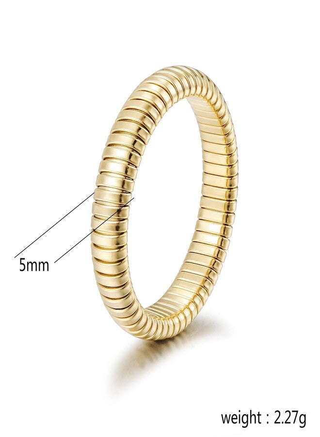 CIUNOFOR 14K Gold Plated Statement Rings, Stainless Steel Stackable Band Ring for Women, 0.2" Wide, Size 9 - Image 4