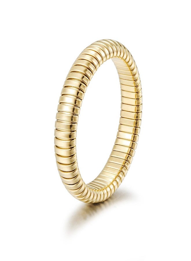 CIUNOFOR 14K Gold Plated Statement Rings, Stainless Steel Stackable Band Ring for Women, 0.2" Wide, Size 9 - Image 1