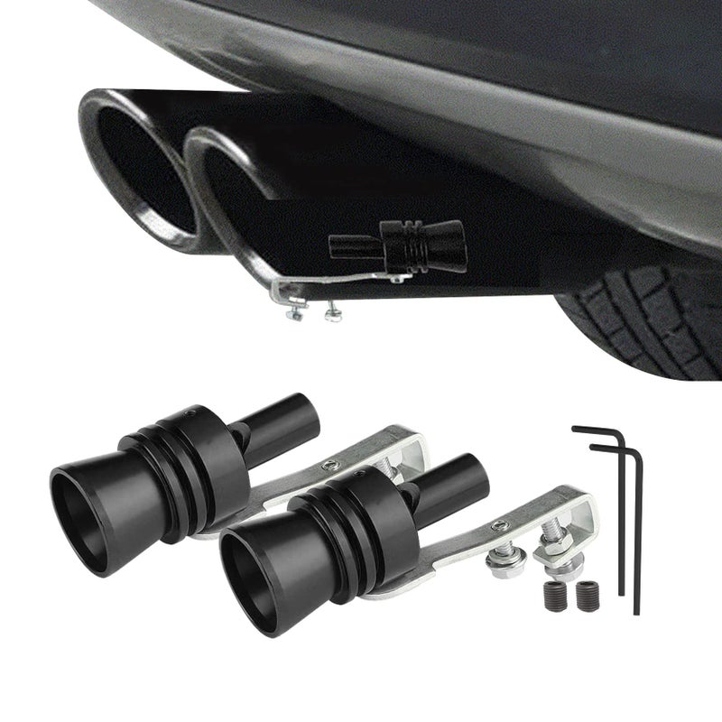 Middrivr 2PCS Car Turbo Whistle, Aluminum Alloy Universal Turbo Whistle, XL Size Aluminum Alloy Universal Turbo Sound Exhaust Muffler Pipe Whistle Car Roar Make (Black) - Image 1