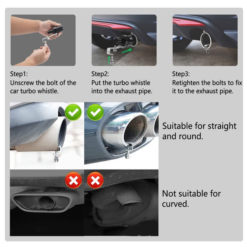 Middrivr 2PCS Car Turbo Whistle, Aluminum Alloy Universal Turbo Whistle, XL Size Aluminum Alloy Universal Turbo Sound Exhaust Muffler Pipe Whistle Car Roar Make (Black) - Image 4