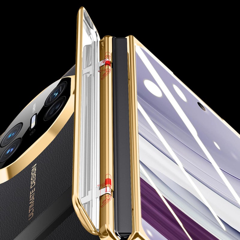 HuHa Protective Cover For Huawei Mate X5 HD Integrated Electroplating Leather Texture Hinge Fold Holder Phone Case(Purple) - Image 3