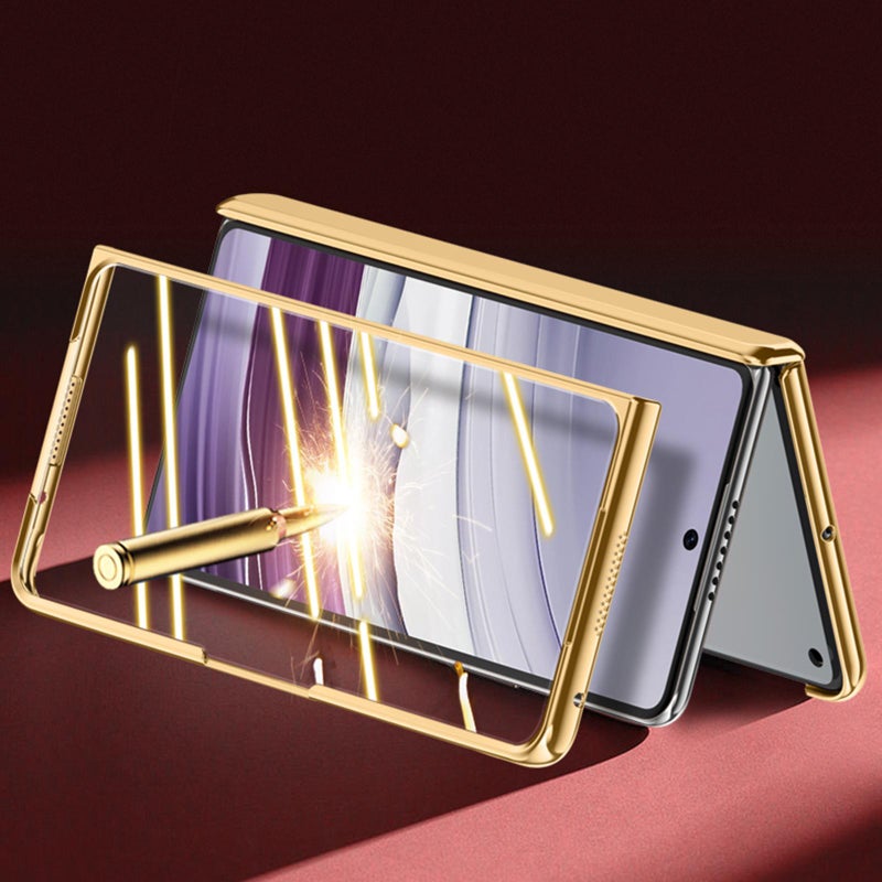 HuHa Protective Cover For Huawei Mate X5 HD Integrated Electroplating Leather Texture Hinge Fold Holder Phone Case(Purple) - Image 5