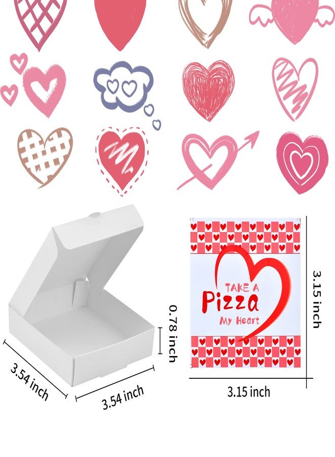 WANGDEFA 50 Pcs Mini Pizza Box Valentine Square Cardboard Mini Pizza Box with Valentine Sticker for Celebrations Party Favors Christmas Birthdays Valentines Day Weddings（3.54 x 3.54 x 0.78 inches)） - Image 2
